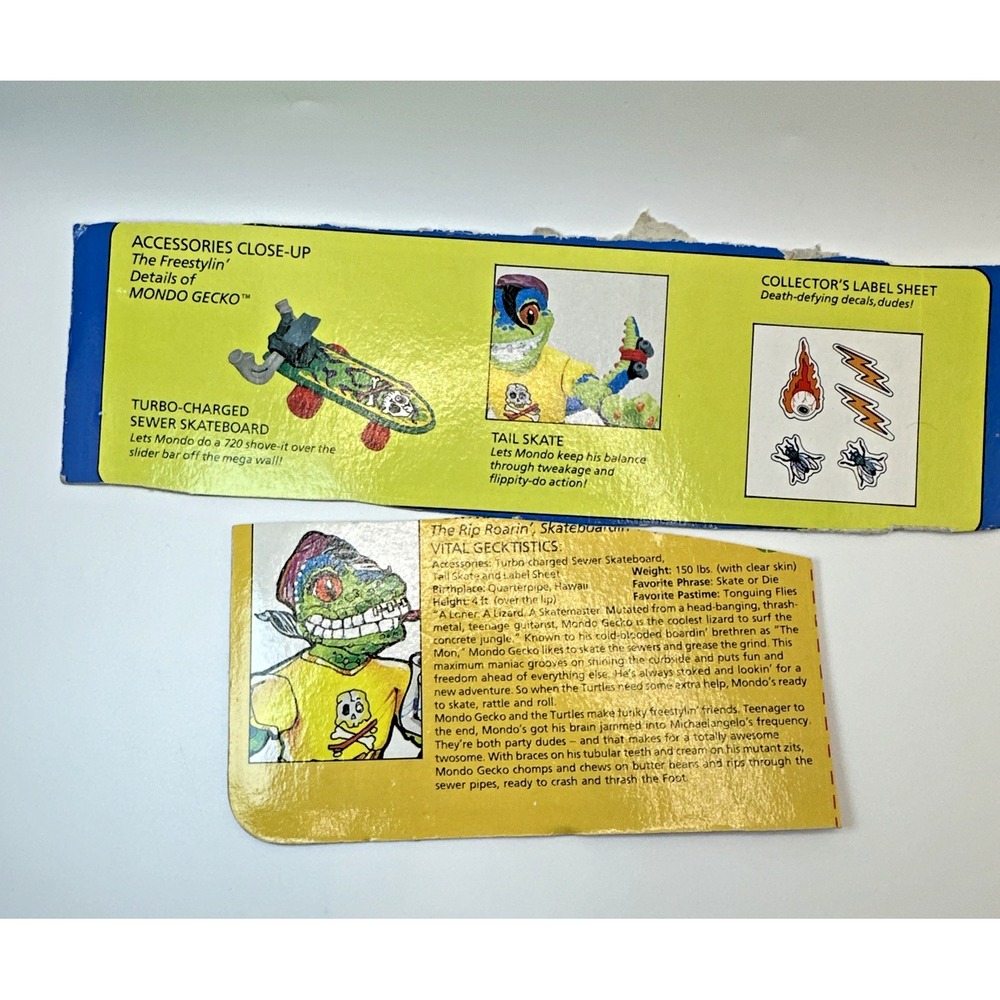 Vintage 1990 TMNT Mondo Gecko Complete w/ File Card Teenage Mutant Ninja Turtles - Picture 14 of 15